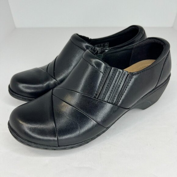 Clarks Shoes - Clarks Collection Womens 26108789 Black Soft Cushion Sole Size 8 W Slip On Shoes